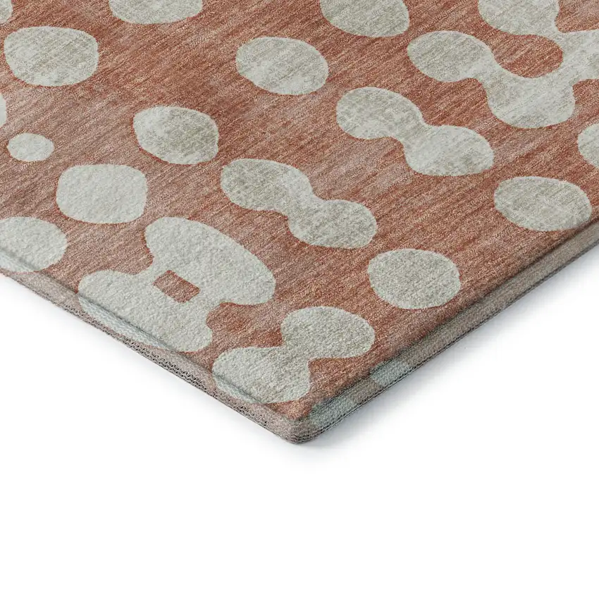 Salmon And Ivory Polka Dot Washable Area Rug With UV Protection Photo 8