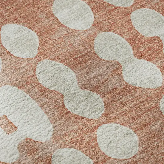 Salmon And Ivory Polka Dot Washable Area Rug With UV Protection Photo 7