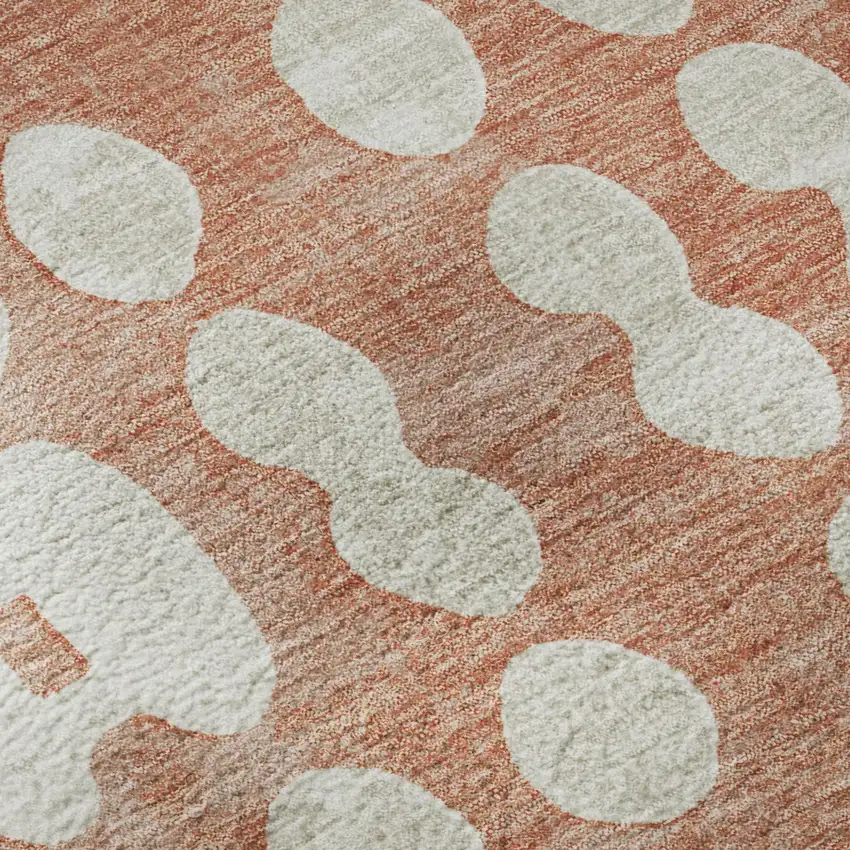 Salmon And Ivory Polka Dot Washable Area Rug With UV Protection Photo 7