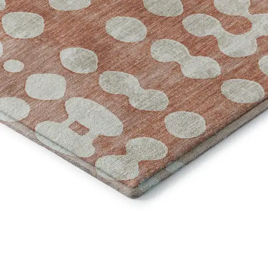 Salmon And Ivory Polka Dot Washable Area Rug With UV Protection Photo 8