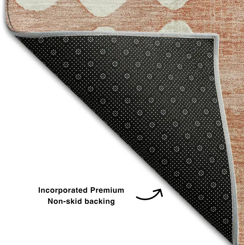 Salmon And Ivory Polka Dot Washable Area Rug With UV Protection Photo 7