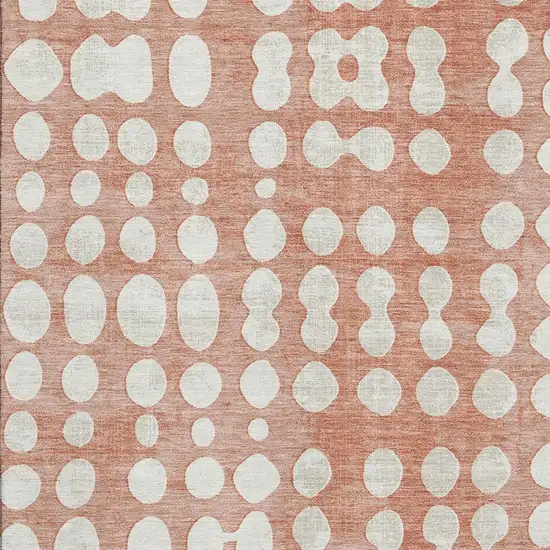 Salmon And Ivory Polka Dot Washable Area Rug With UV Protection Photo 3