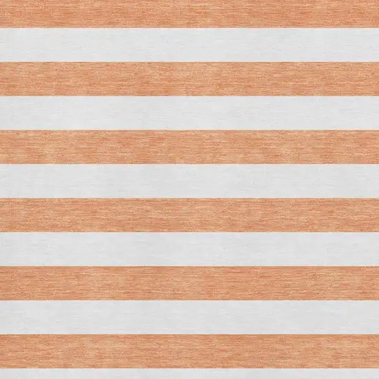Salmon And Ivory Striped Washable Area Rug With UV Protection Photo 4