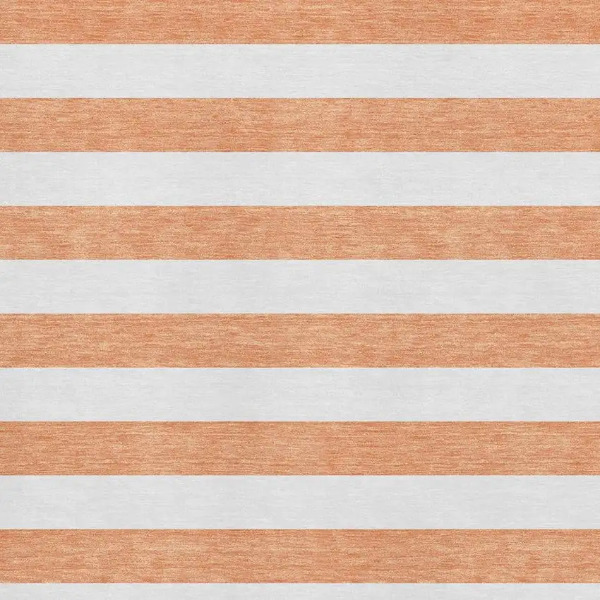 Salmon And Ivory Striped Washable Area Rug With UV Protection Photo 4