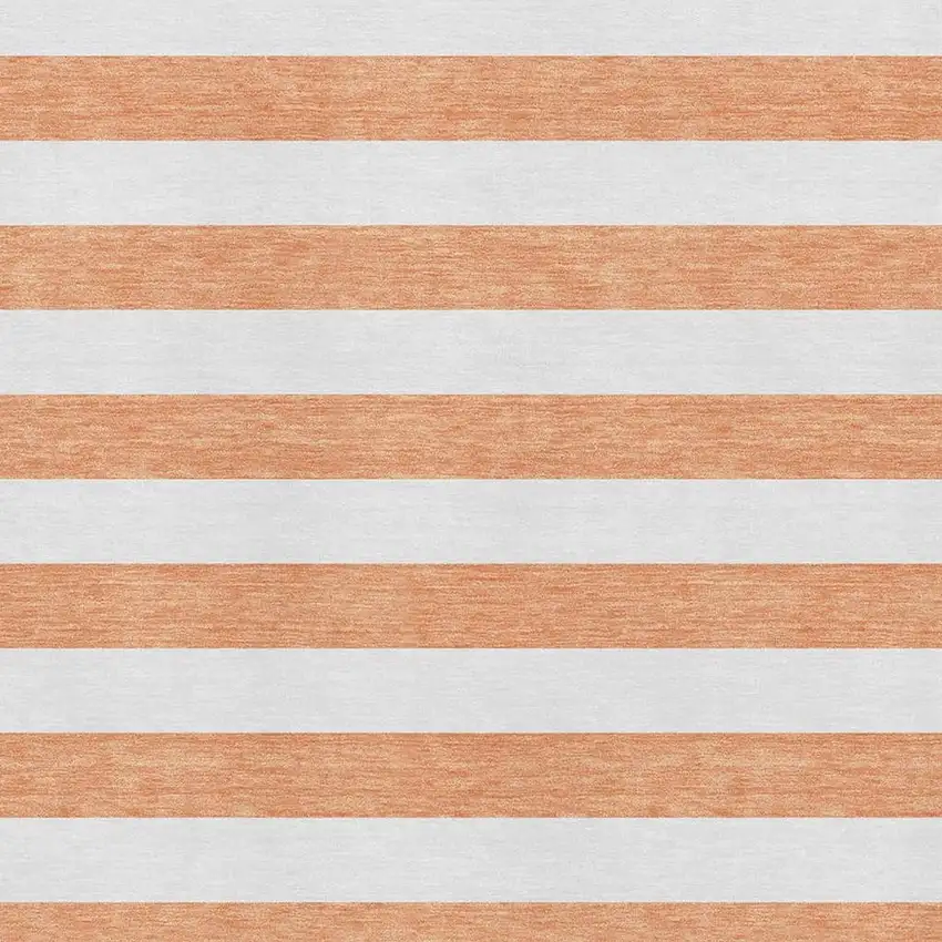Salmon And Ivory Striped Washable Area Rug With UV Protection Photo 4