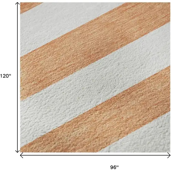 Salmon And Ivory Striped Washable Area Rug With UV Protection Photo 9