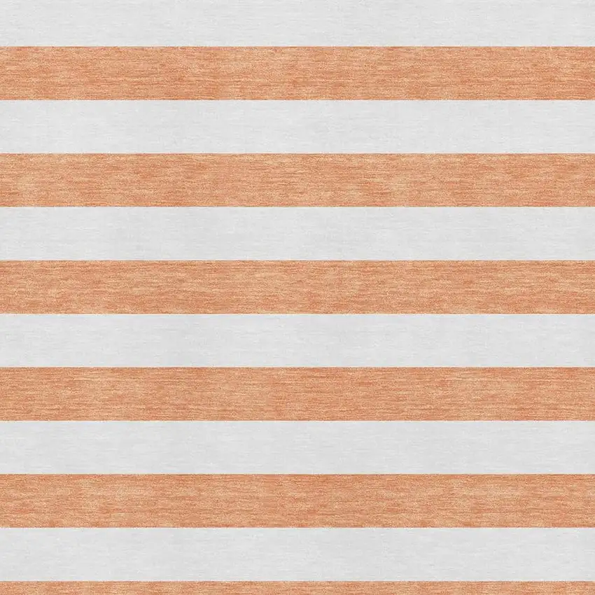 Salmon And Ivory Striped Washable Area Rug With UV Protection Photo 4