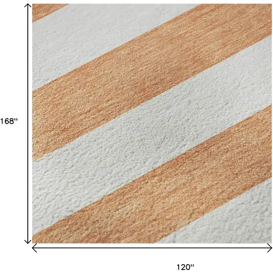 Salmon And Ivory Striped Washable Area Rug With UV Protection Photo 9