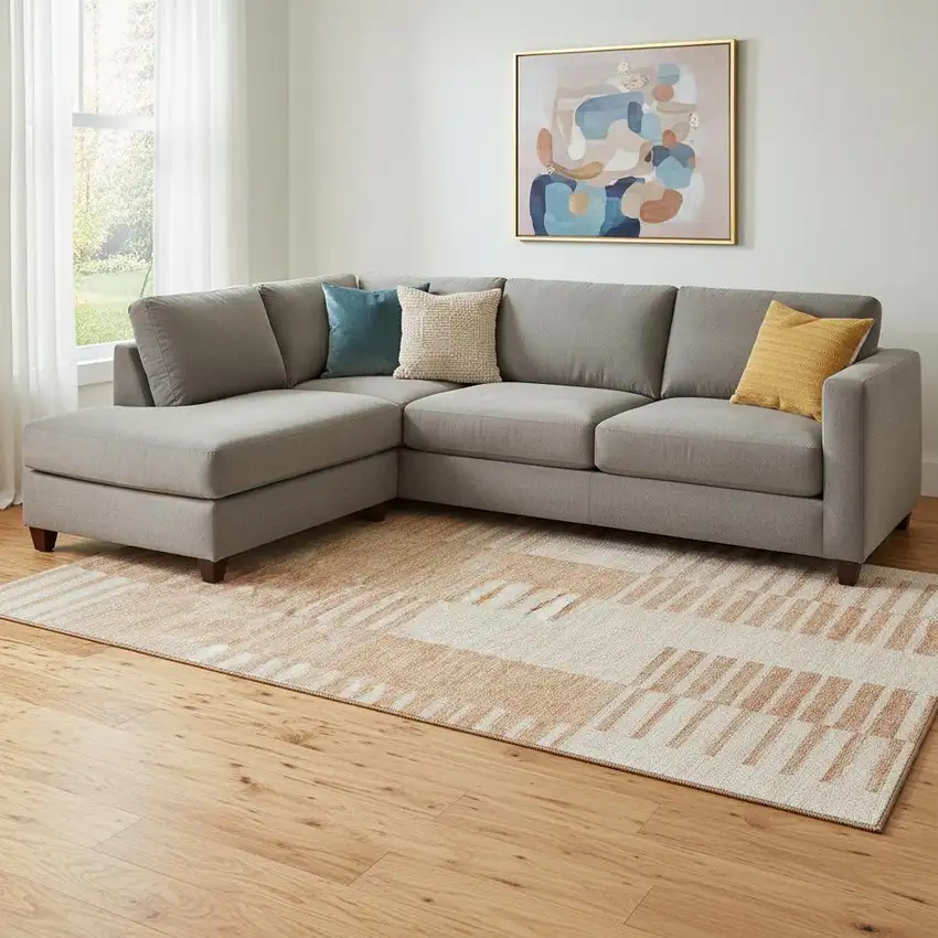 Salmon And Ivory Striped Washable Area Rug With UV Protection Photo 1