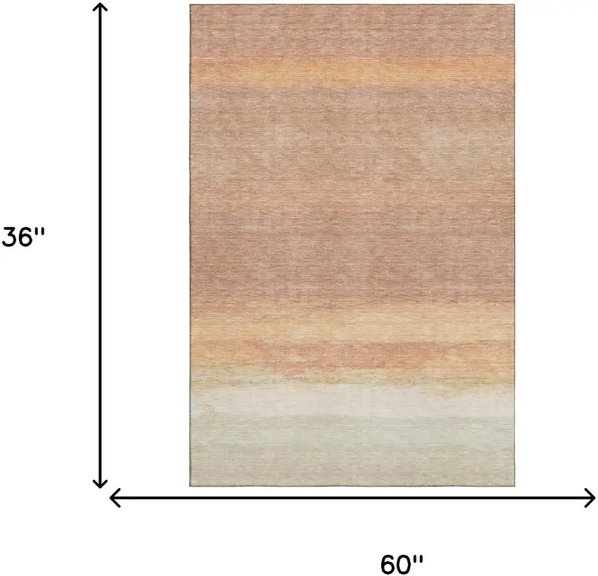 Salmon And Ivory Striped Washable Area Rug With UV Protection Photo 3