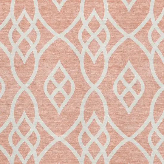 Salmon And Ivory Trellis Washable Area Rug With UV Protection Photo 3