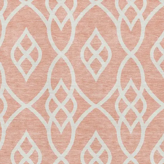 Salmon And Ivory Trellis Washable Area Rug With UV Protection Photo 3