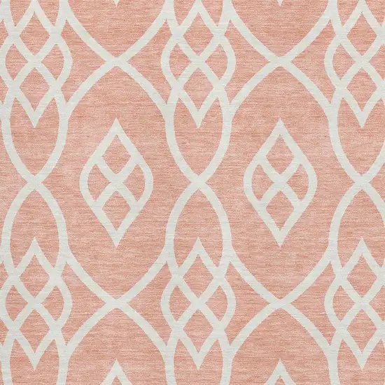 Salmon And Ivory Trellis Washable Area Rug With UV Protection Photo 3