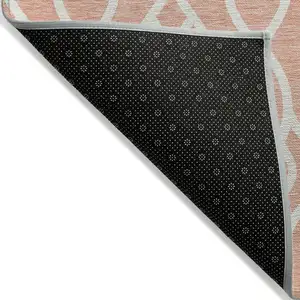 Photo of Salmon And Ivory Trellis Washable Indoor Outdoor Area Rug