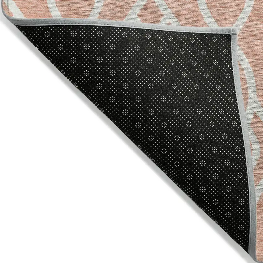 Salmon And Ivory Trellis Washable Indoor Outdoor Area Rug Photo 4