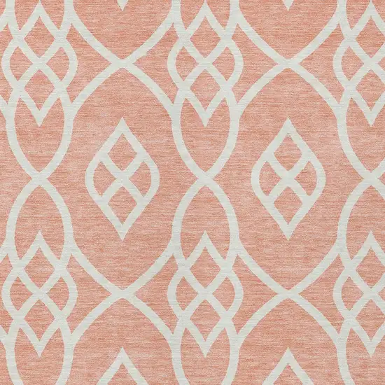 Salmon And Ivory Trellis Washable Indoor Outdoor Area Rug Photo 6