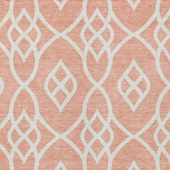 Salmon And Ivory Trellis Washable Indoor Outdoor Area Rug Photo 6