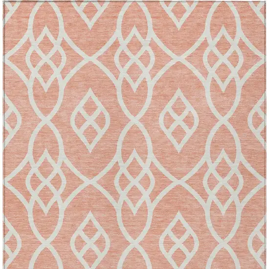 Salmon And Ivory Trellis Washable Indoor Outdoor Area Rug Photo 7