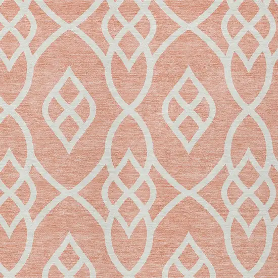 Salmon And Ivory Trellis Washable Indoor Outdoor Area Rug Photo 6