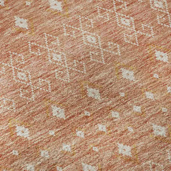 Salmon And Ivory Tribal Washable Area Rug With UV Protection Photo 9