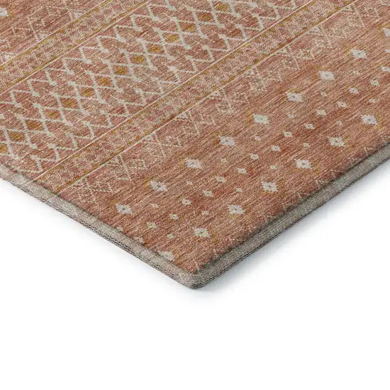 Salmon And Ivory Tribal Washable Area Rug With UV Protection Photo 7
