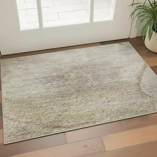 Salmon And Lavender Abstract Washable Area Rug With UV Protection Photo 2