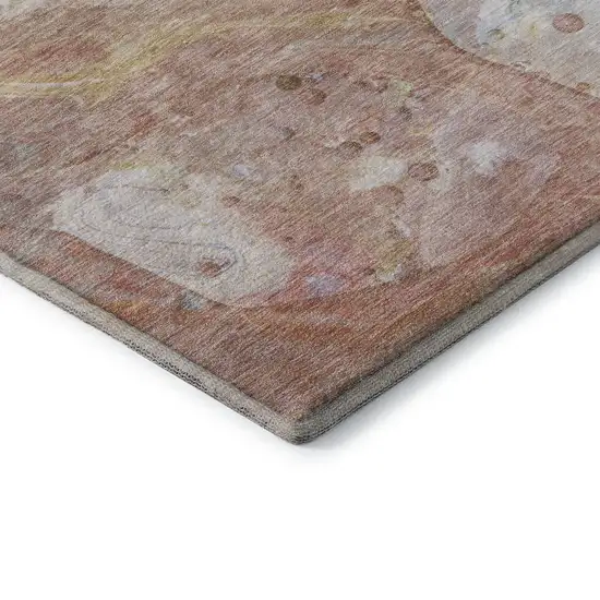 Salmon And Lavender Abstract Washable Area Rug With UV Protection Photo 7
