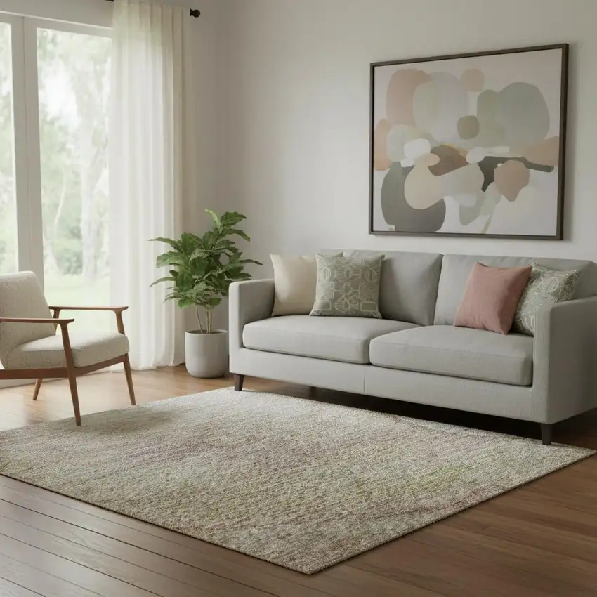 Salmon And Lavender Abstract Washable Area Rug With UV Protection Photo 2