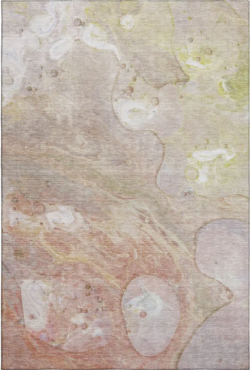 Salmon And Lavender Abstract Washable Area Rug With UV Protection Photo 5