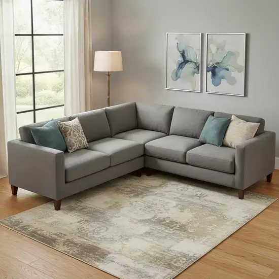 Salmon And Lavender Abstract Washable Area Rug With UV Protection Photo 2