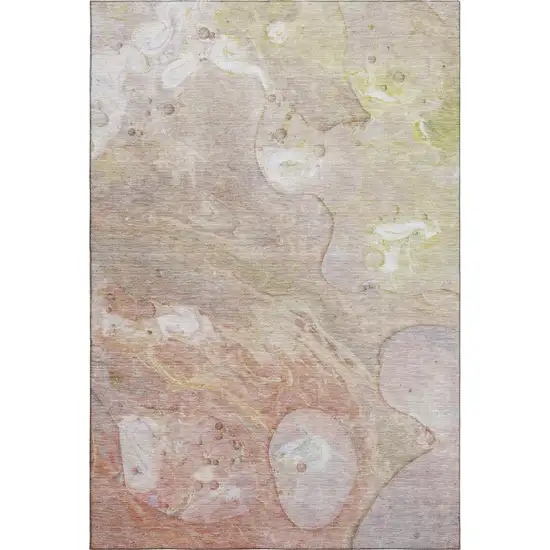 Salmon And Lavender Abstract Washable Area Rug With UV Protection Photo 6