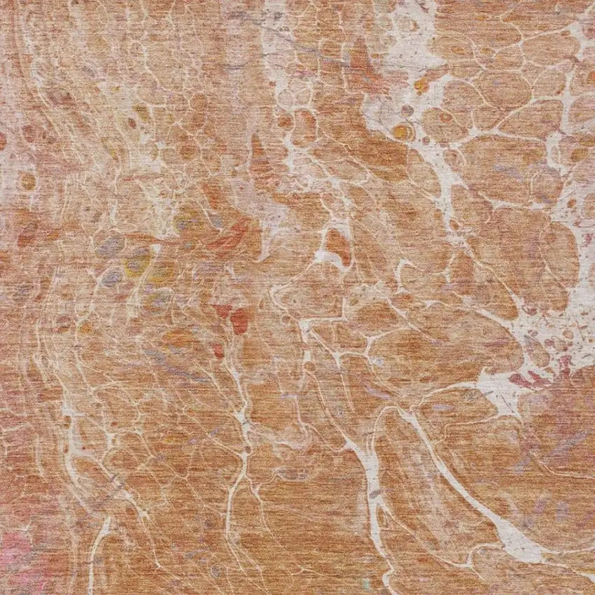 Salmon And Orange Abstract Washable Indoor Outdoor Area Rug Photo 3