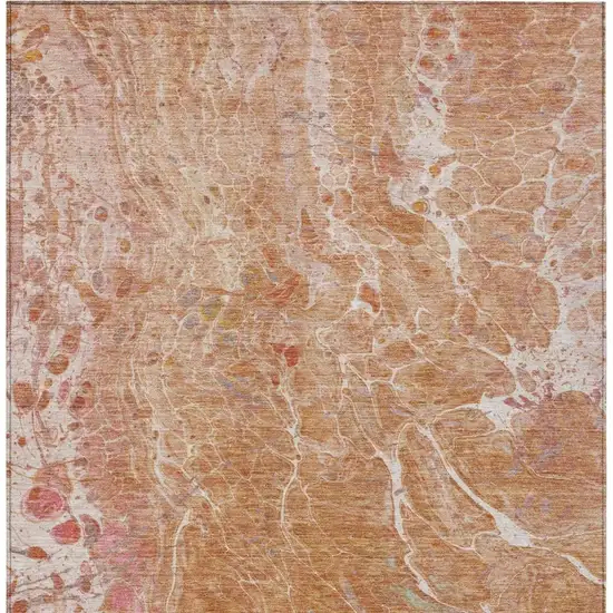 Salmon And Orange Abstract Washable Indoor Outdoor Area Rug Photo 4