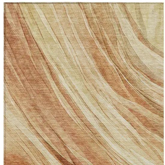 Salmon And Orange Abstract Washable Indoor Outdoor Area Rug Photo 4