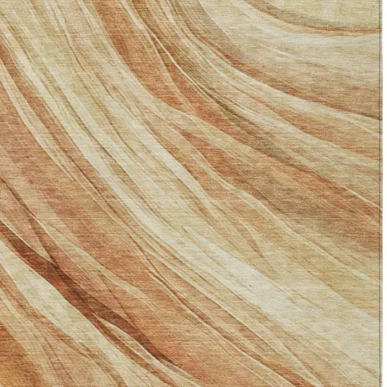 Salmon And Orange Abstract Washable Indoor Outdoor Area Rug Photo 8