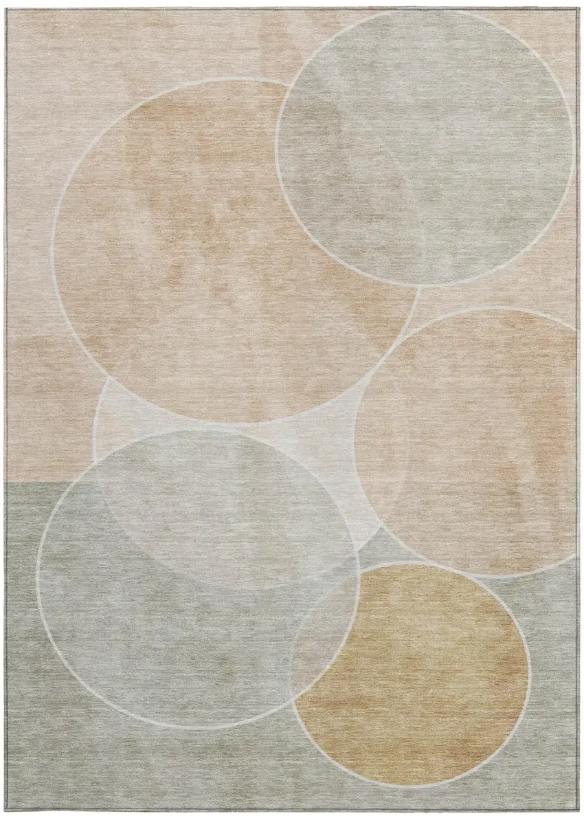 Salmon And Orange Geometric Washable Indoor Outdoor Area Rug Photo 4