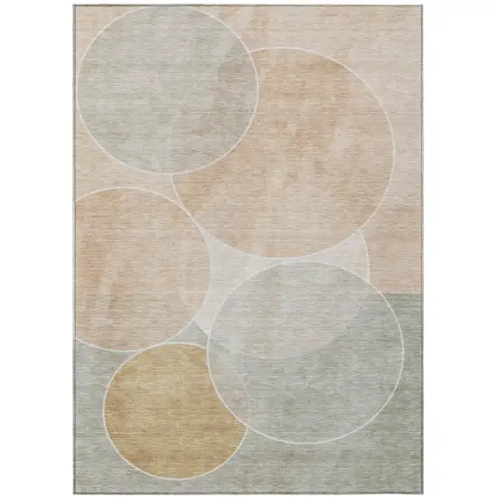 Salmon And Orange Geometric Washable Indoor Outdoor Area Rug Photo 2