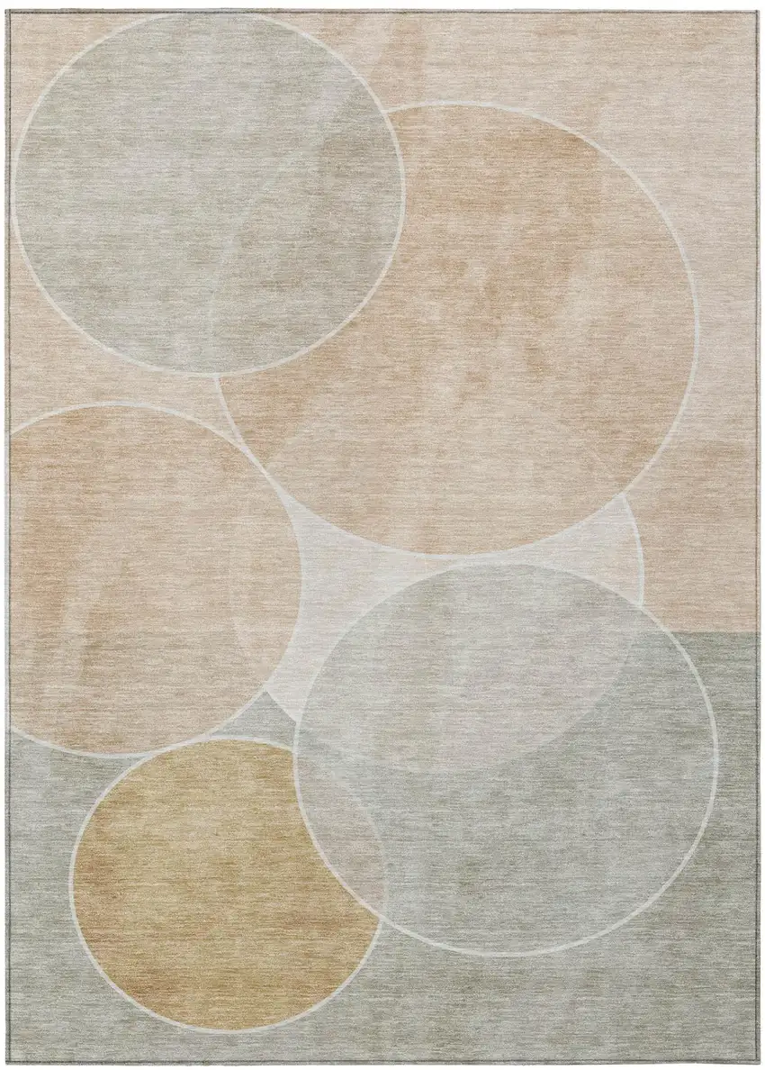 Salmon And Orange Geometric Washable Indoor Outdoor Area Rug Photo 2