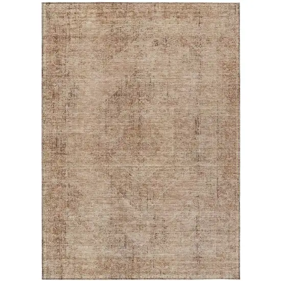 Salmon And Orange Oriental Washable Indoor Outdoor Area Rug Photo 2