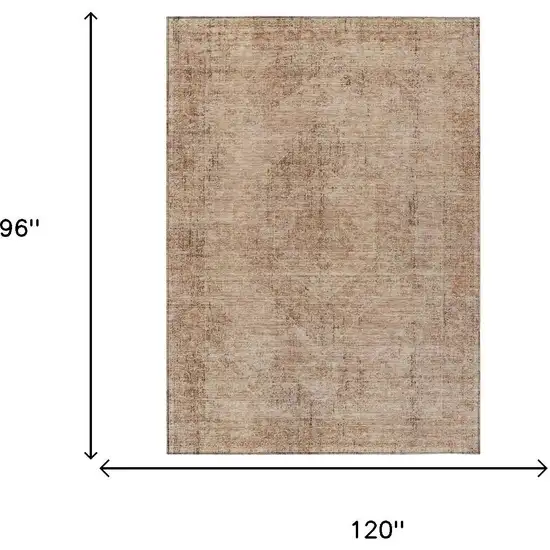 Salmon And Orange Oriental Washable Indoor Outdoor Area Rug Photo 7