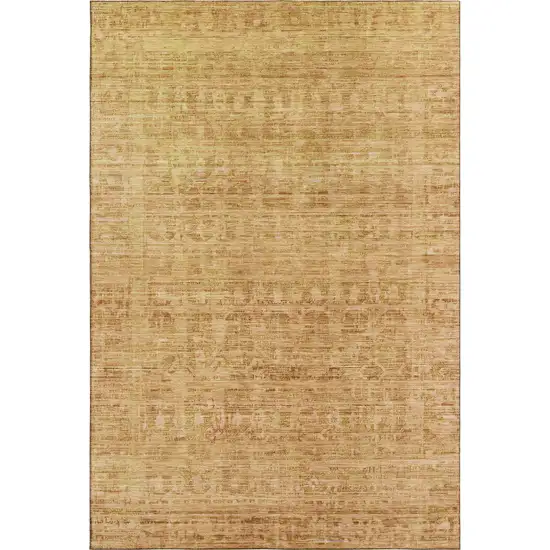 Salmon And Peach Oriental Washable Area Rug With UV Protection Photo 3