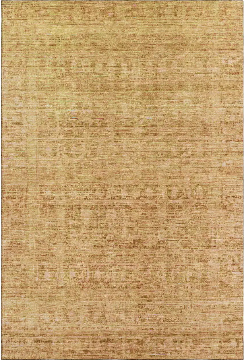 Salmon And Peach Oriental Washable Area Rug With UV Protection Photo 3