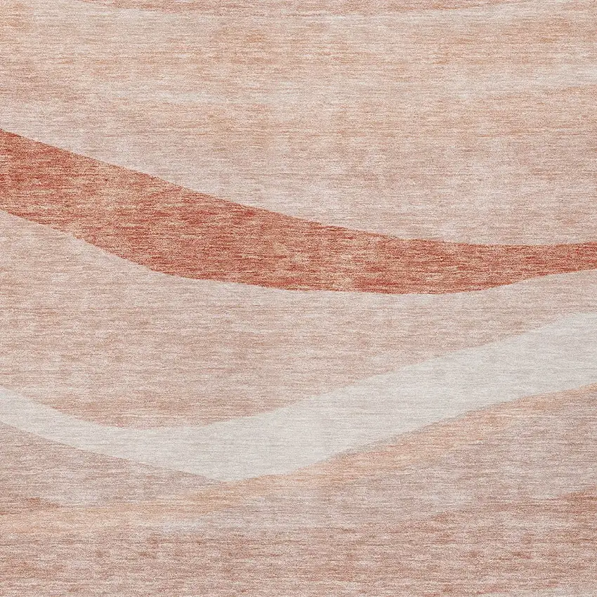 Salmon And Pink Abstract Washable Indoor Outdoor Area Rug Photo 5