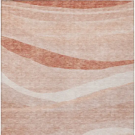 Salmon And Pink Abstract Washable Indoor Outdoor Area Rug Photo 6