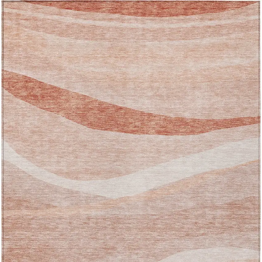 Salmon And Pink Abstract Washable Indoor Outdoor Area Rug Photo 6