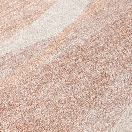 Salmon And Pink Abstract Washable Indoor Outdoor Area Rug Photo 8