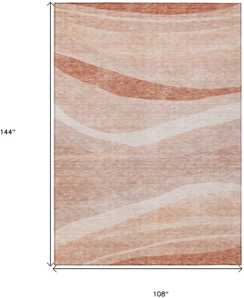 Salmon And Pink Abstract Washable Indoor Outdoor Area Rug Photo 7