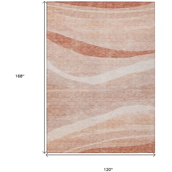 Salmon And Pink Abstract Washable Indoor Outdoor Area Rug Photo 8