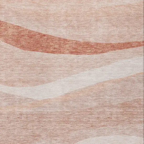 Salmon And Pink Abstract Washable Indoor Outdoor Area Rug Photo 5
