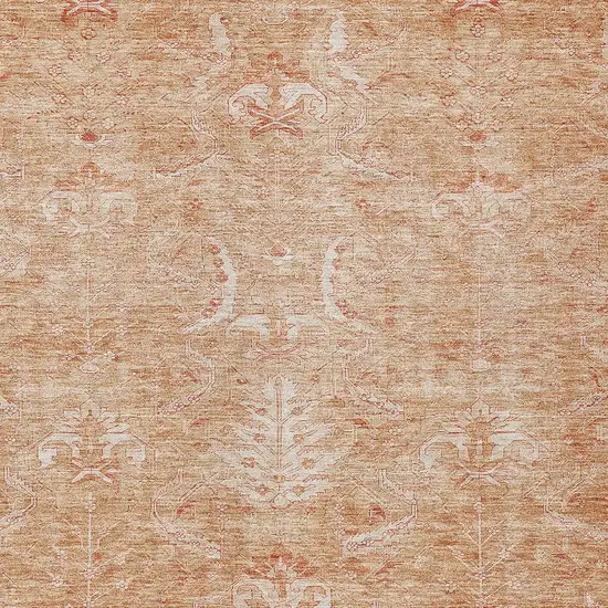 Salmon And Terra Cotta Damask Washable Indoor Outdoor Area Rug Photo 5